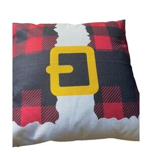 Christmas Pillow Santa’s Belt Red Black Buffalo Check 17 X 17